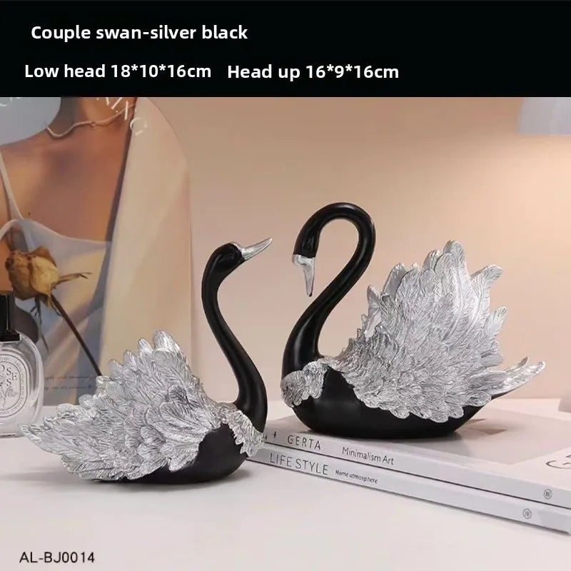 Couple Swan Sculpture Set