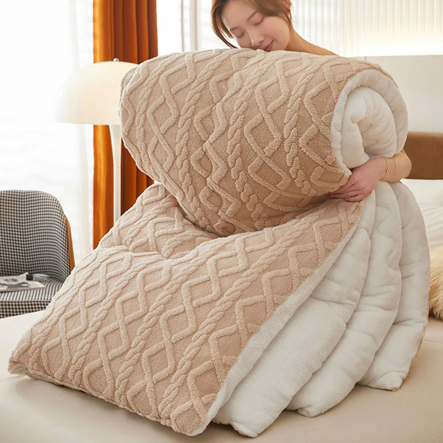 Super Thick Winter Blanket – Lamb Cashmere Weighted Quilt