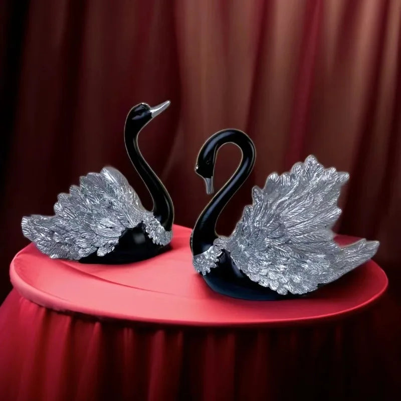 Couple Swan Sculpture Set