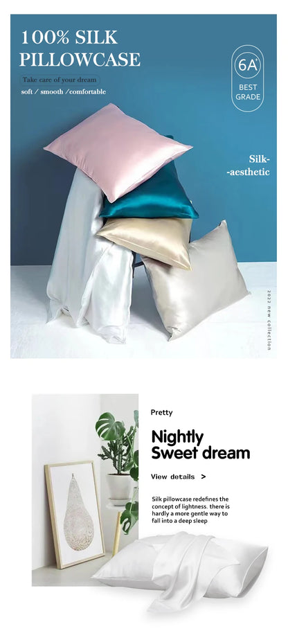 100% Mulberry Silk Pillowcase – 19 Momme, Hidden Zipper