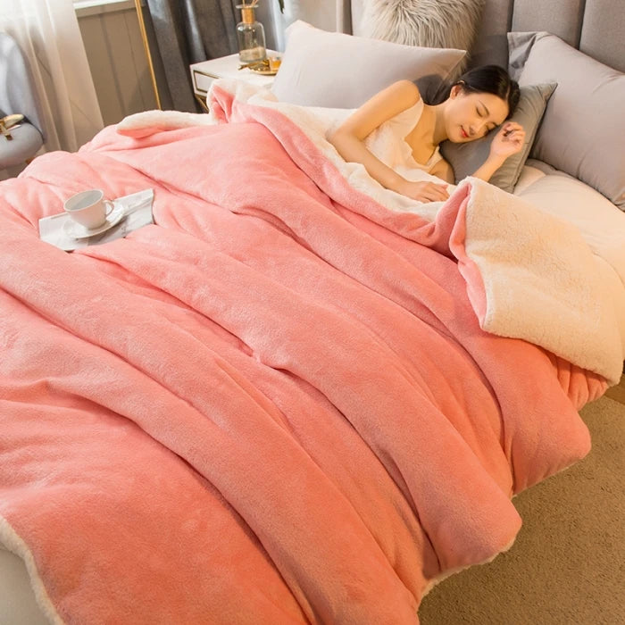 Wool Throw Blanket – Double-Sided Winter Bedspread