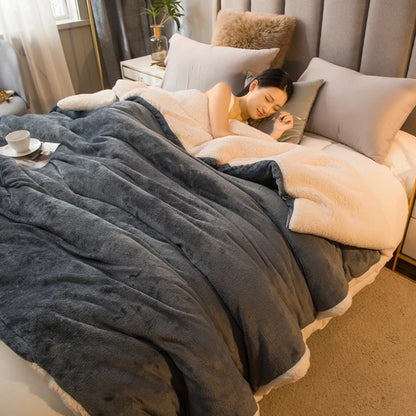 Wool Throw Blanket – Double-Sided Winter Bedspread