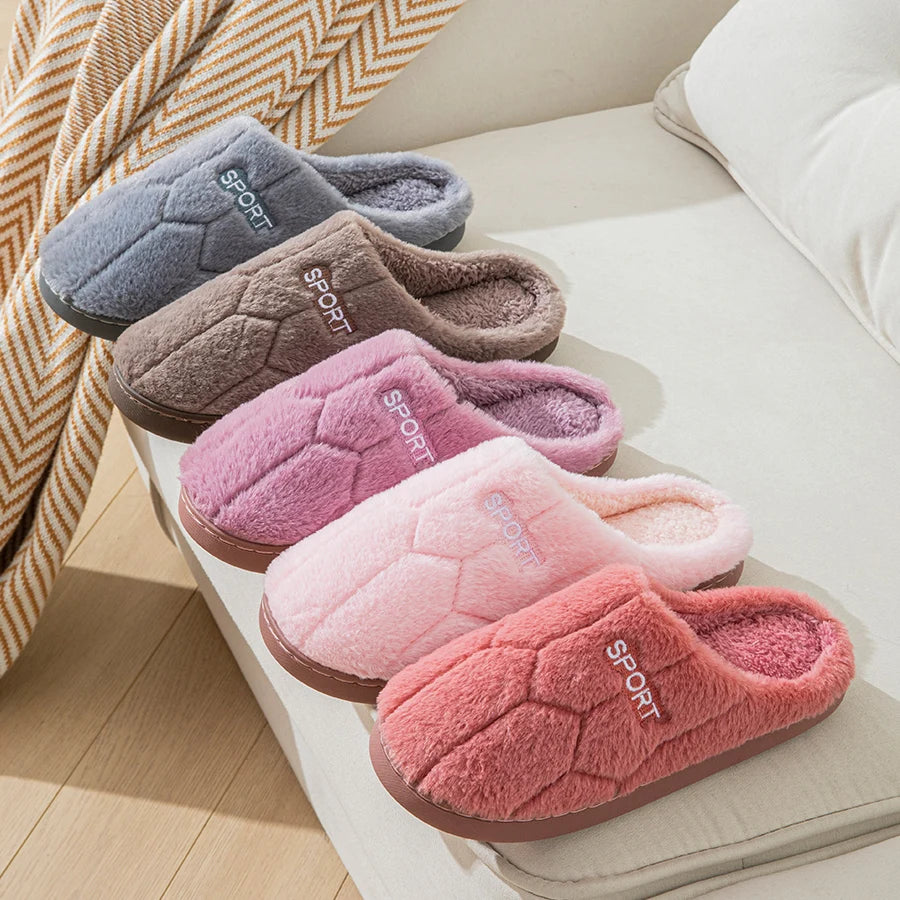 Thick-Soled Plush Cotton Slippers – Winter Indoor Unisex