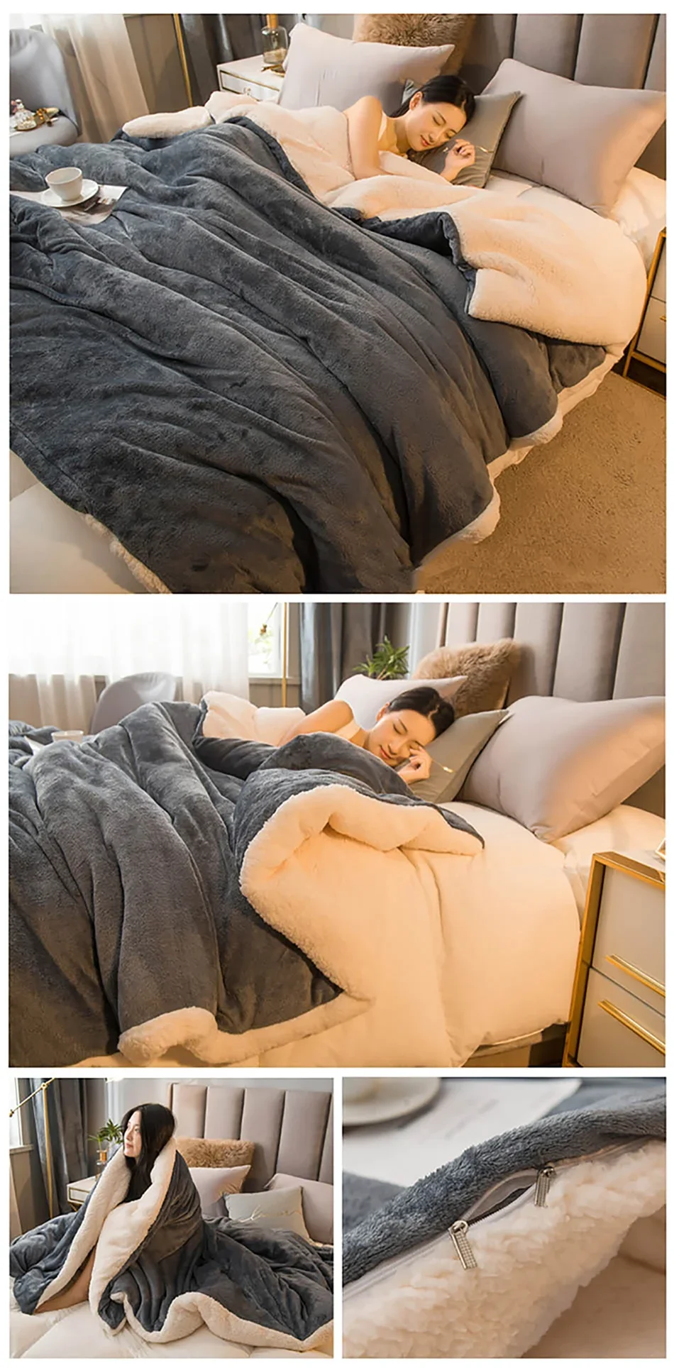 Wool Throw Blanket – Double-Sided Winter Bedspread