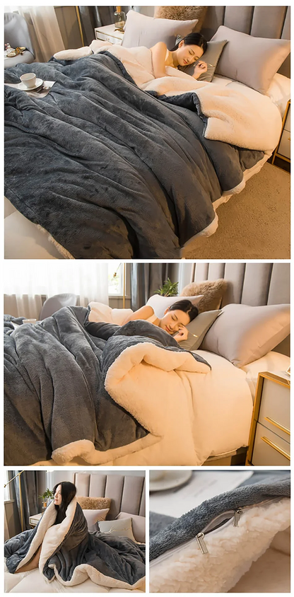 Wool Throw Blanket – Double-Sided Winter Bedspread