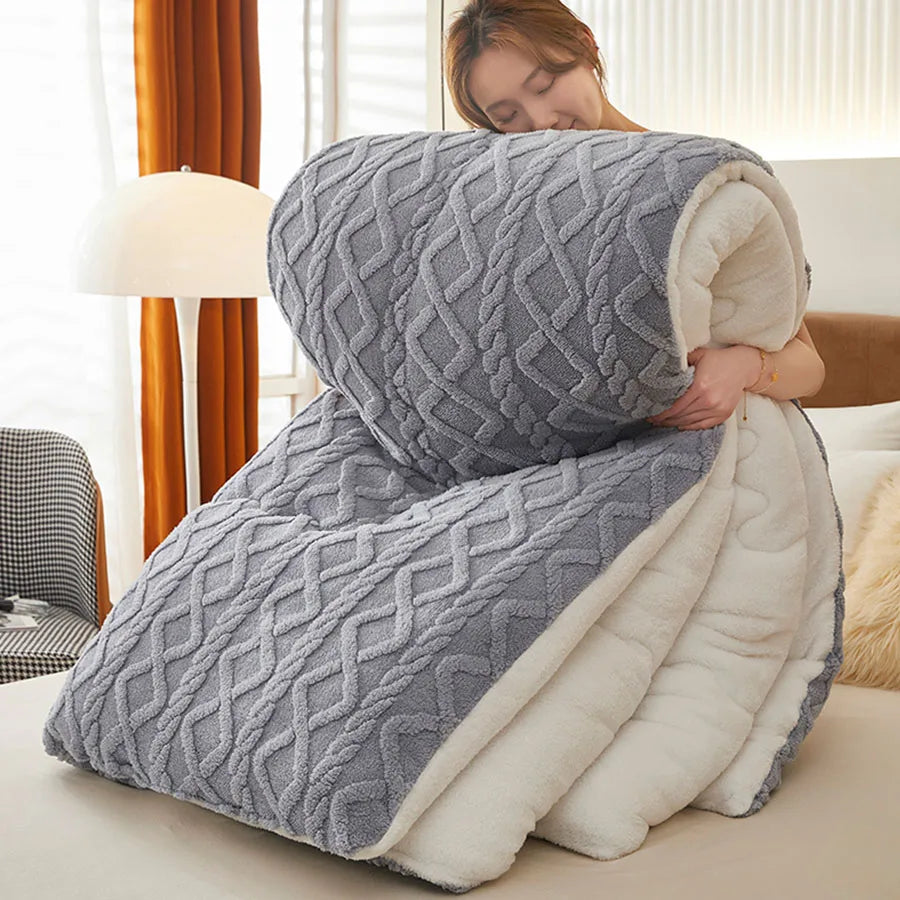 Super Thick Winter Blanket – Lamb Cashmere Weighted Quilt