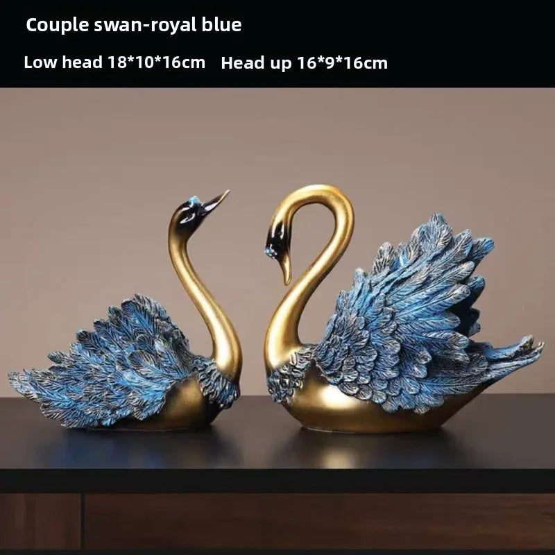 Couple Swan Sculpture Set