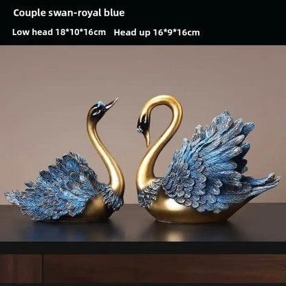 Couple Swan Sculpture Set