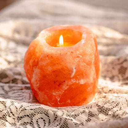 Himalayan Salt Crystal Candlestick – Buddha Candle Holder