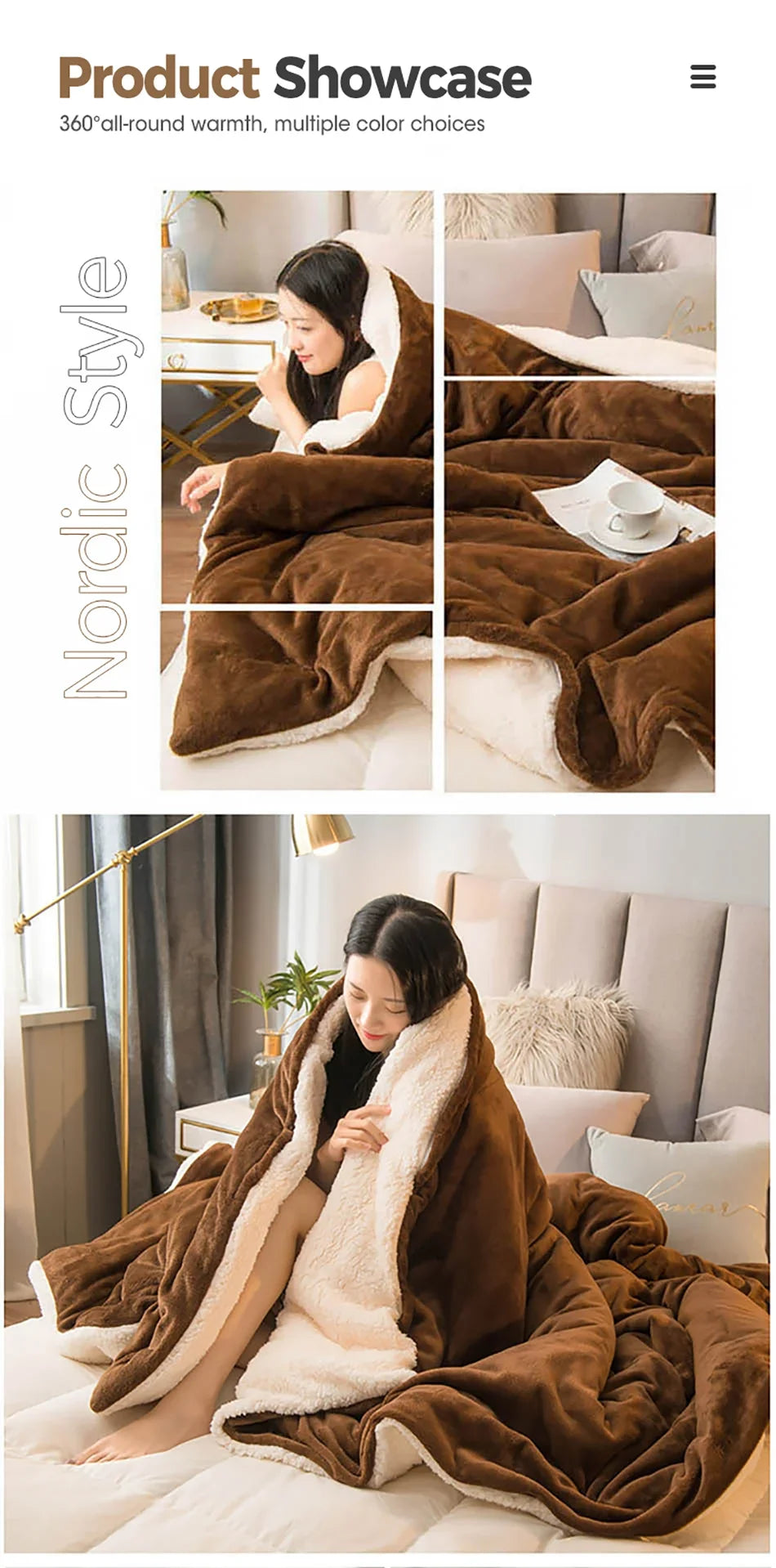 Wool Throw Blanket – Double-Sided Winter Bedspread
