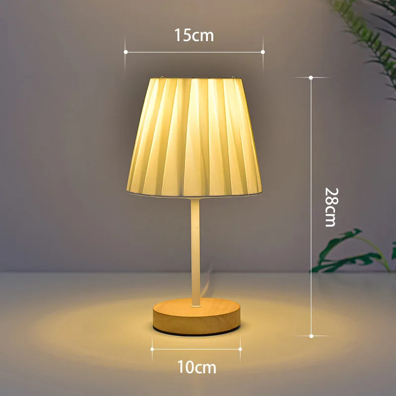 Solid Wood USB Desk Lamp – LED Bedside Night Light