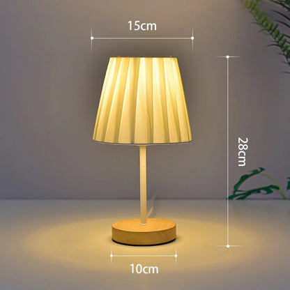 Solid Wood USB Desk Lamp – LED Bedside Night Light