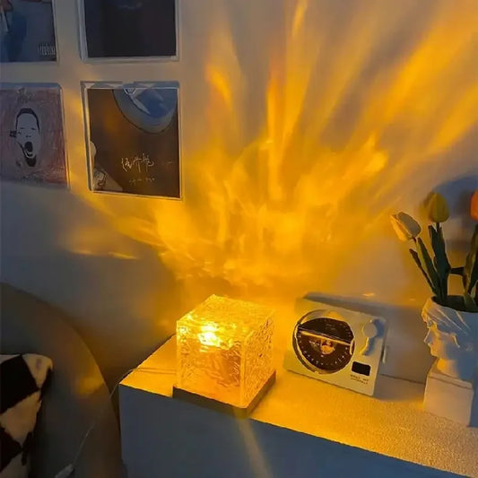 Water Ripple Projector Night Light – 16-Color Rotating Lamp