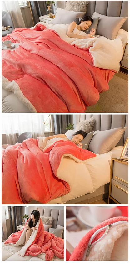 Wool Throw Blanket – Double-Sided Winter Bedspread