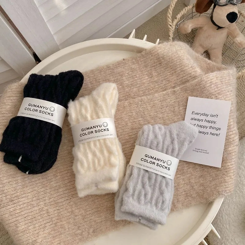 10 Pairs Women’s Plush Fried Dough Twist Socks – Autumn & Winter