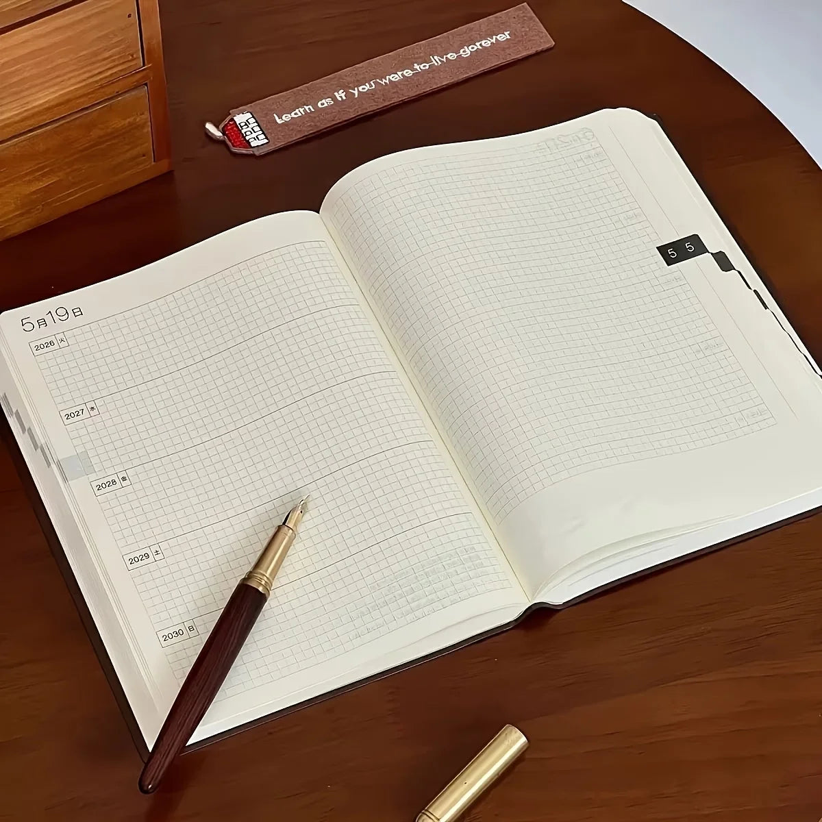 5-Year Vintage Leather Diary (2026–2030)