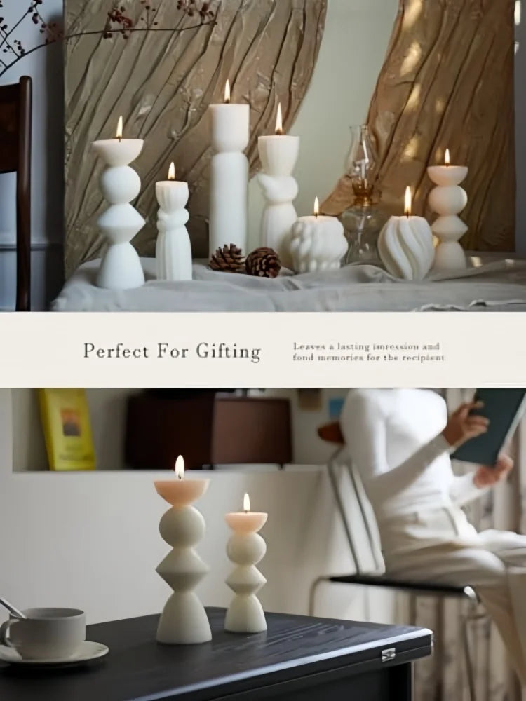 Large Ribbed Soy Wax Candle – Decorative Aromatherapy Pillar
