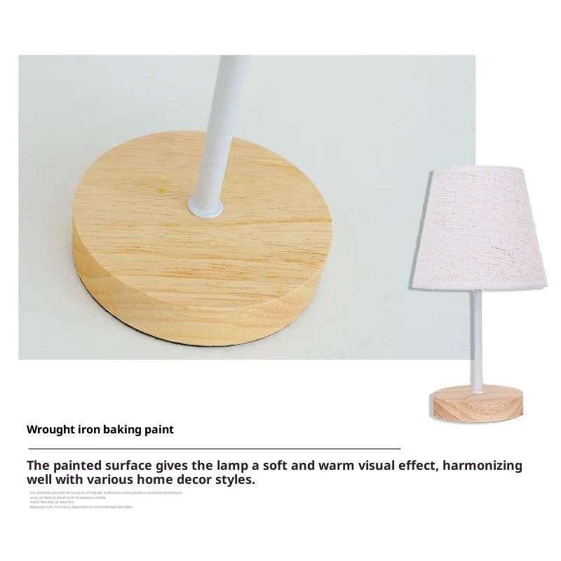 Solid Wood USB Desk Lamp – LED Bedside Night Light