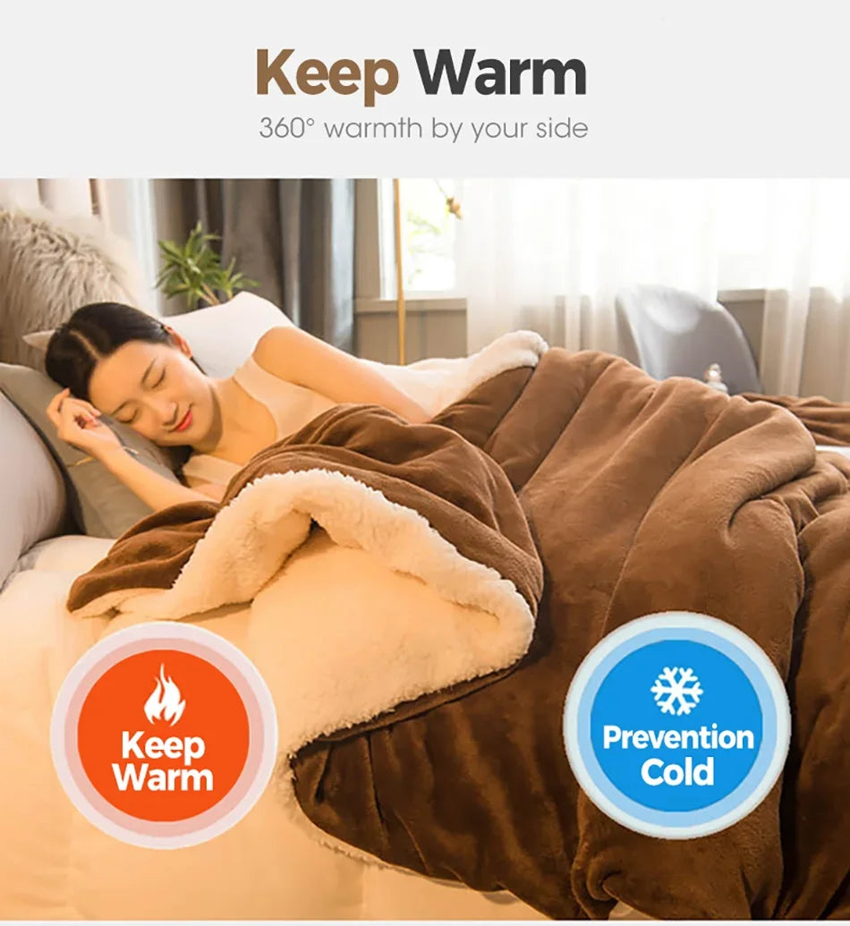 Wool Throw Blanket – Double-Sided Winter Bedspread