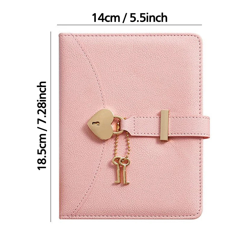 Heart Lock Secret Diary – B6 Leather Journal