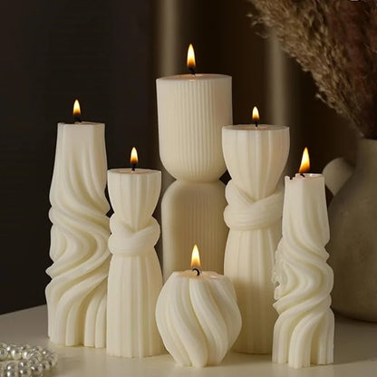 Large Ribbed Soy Wax Candle – Decorative Aromatherapy Pillar