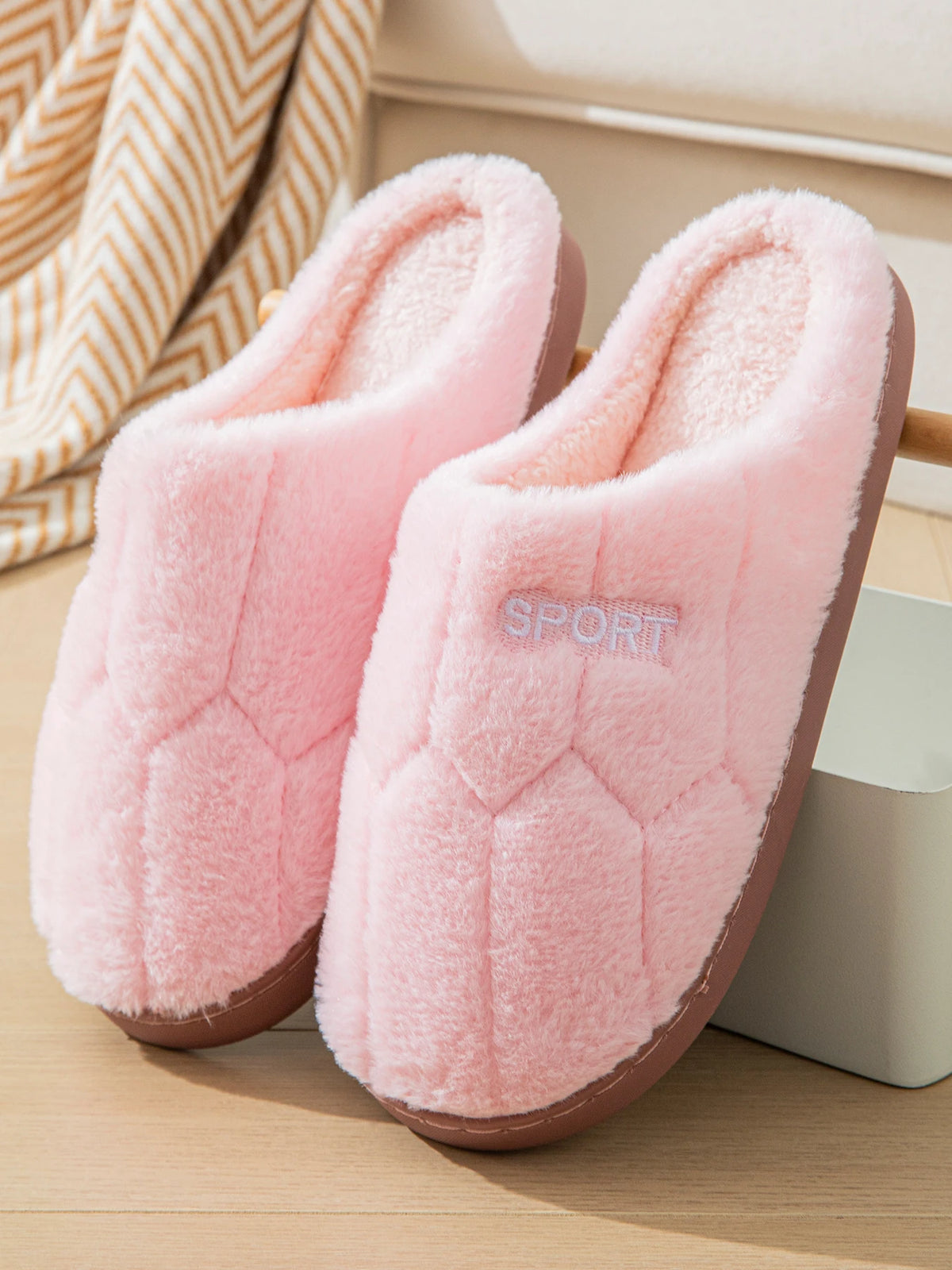 Thick-Soled Plush Cotton Slippers – Winter Indoor Unisex