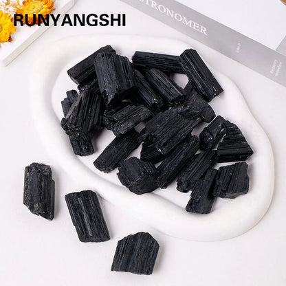 Black Tourmaline Stones – Raw Mineral Specimens (100g Bag)