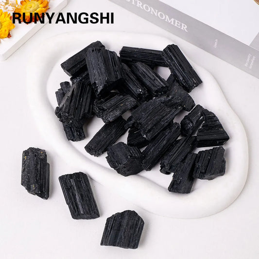 Black Tourmaline Stones – Raw Mineral Specimens (100g Bag)