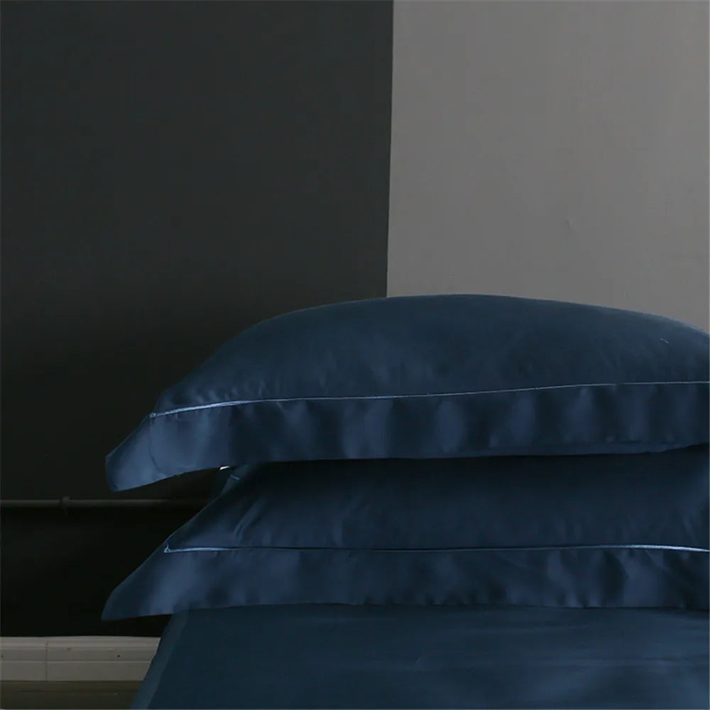 Sondeson 100% Silk Dark Blue Bedding Set – Queen & King