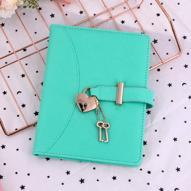 Heart Lock Secret Diary – B6 Leather Journal