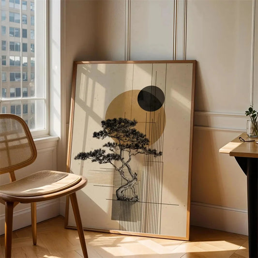 Japanese Bonsai Wall Art – Minimalist Zen Poster