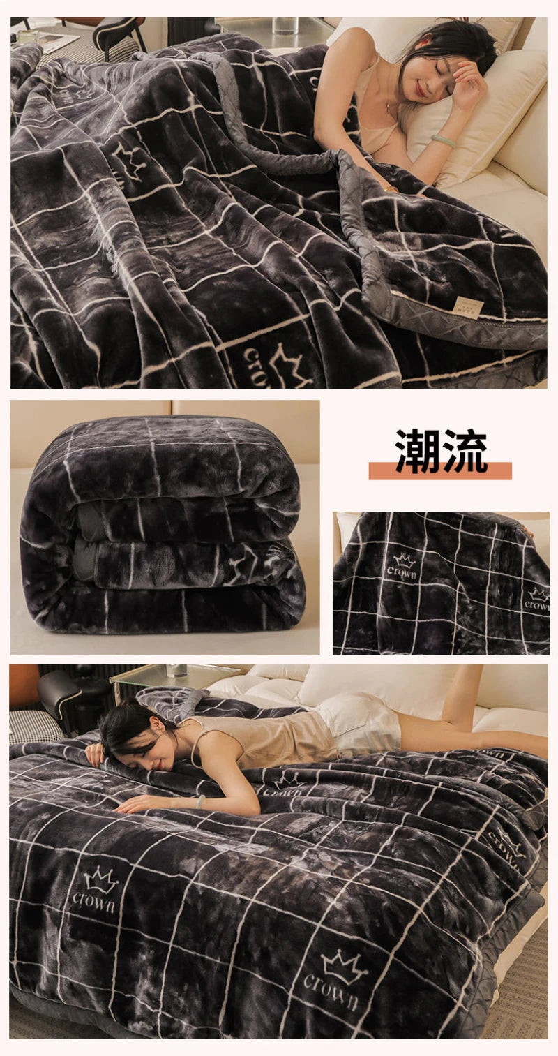 Weighted Raschel Plush Blanket – Thick & Warm (1PC)