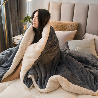 Wool Throw Blanket – Double-Sided Winter Bedspread
