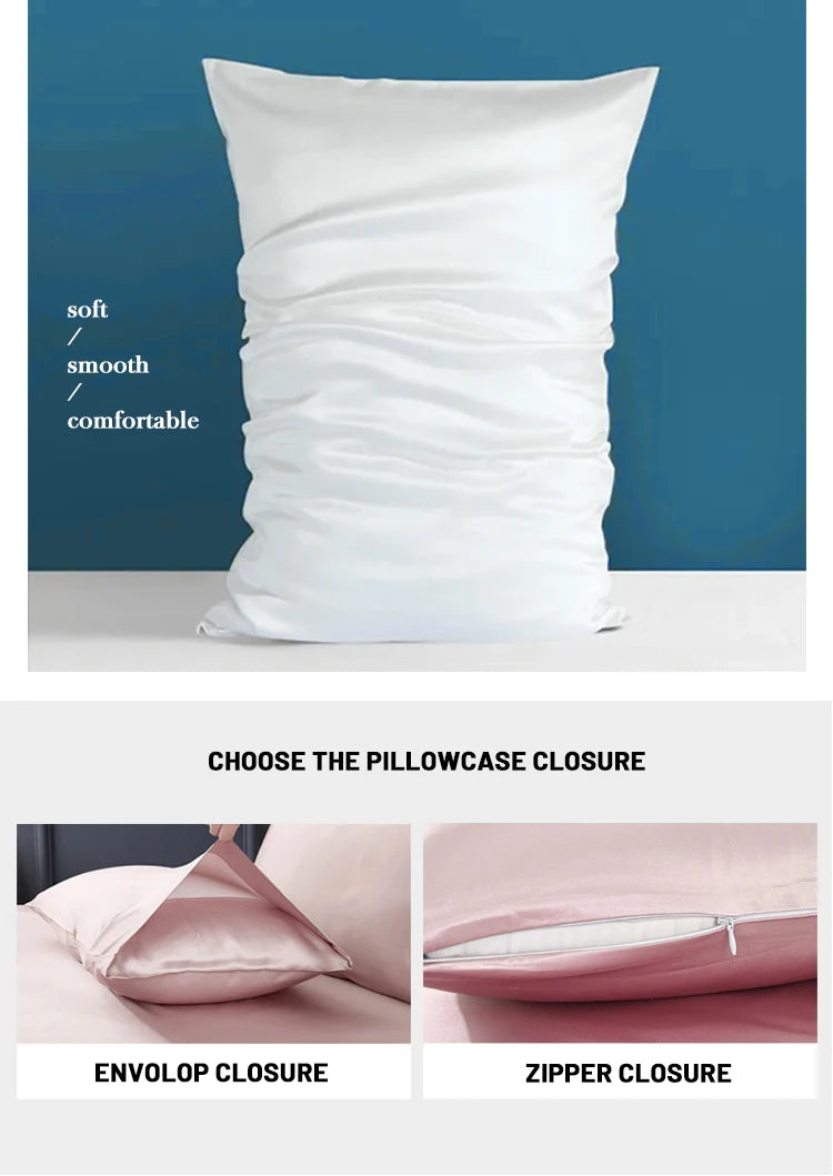 100% Mulberry Silk Pillowcase – 19 Momme, Hidden Zipper