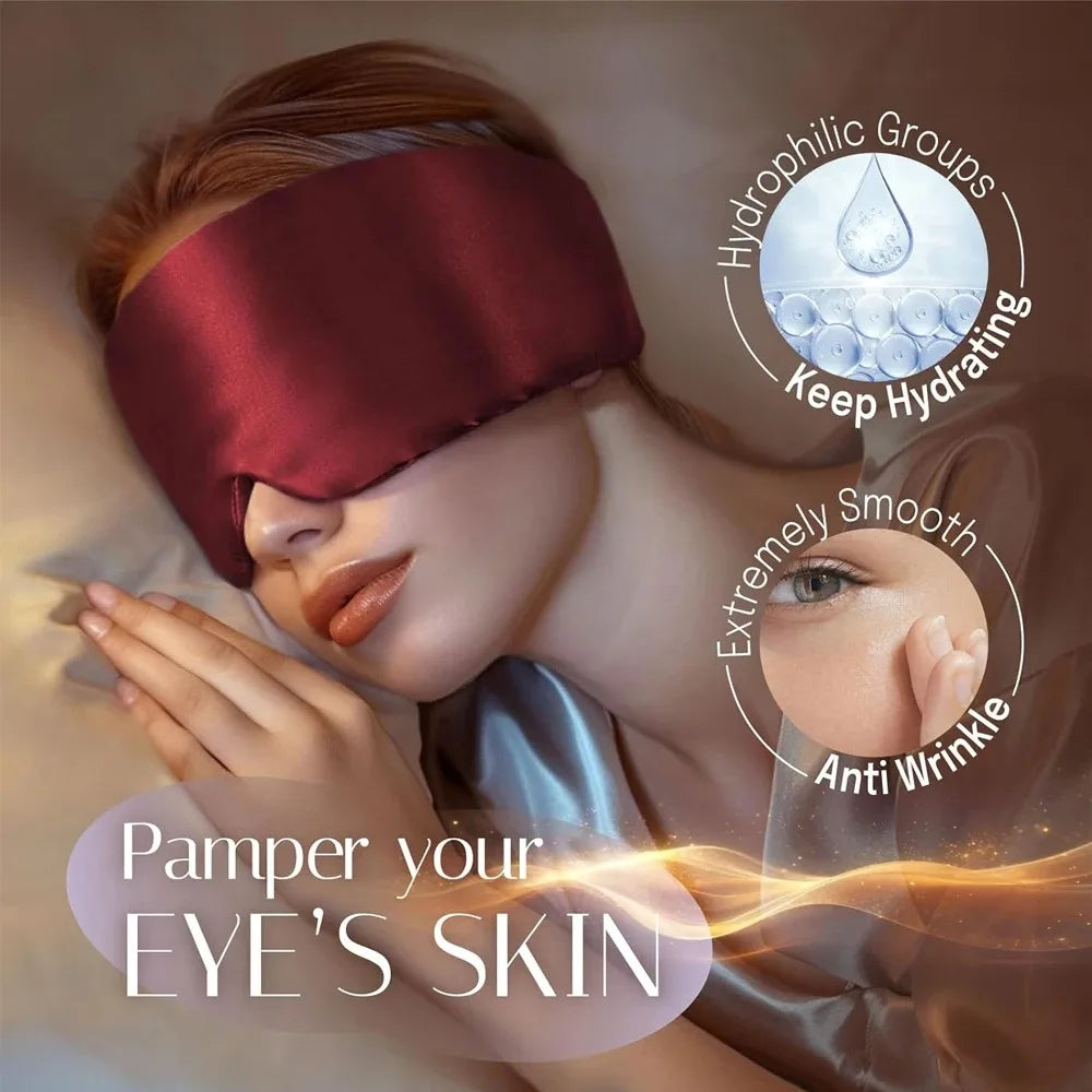 100% Mulberry Silk Sleep Mask – Soft, Adjustable, Anti-Wrinkle