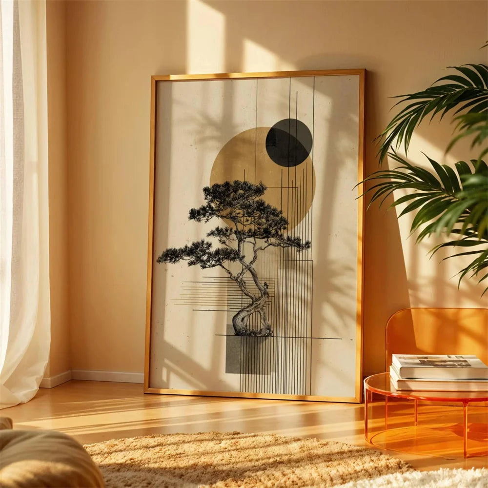 Japanese Bonsai Wall Art – Minimalist Zen Poster