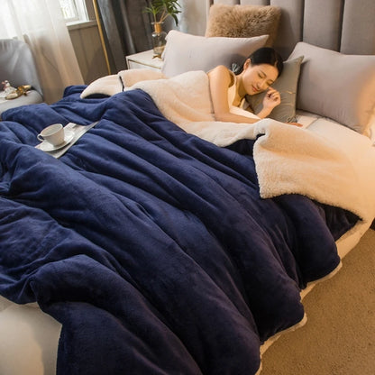 Wool Throw Blanket – Double-Sided Winter Bedspread
