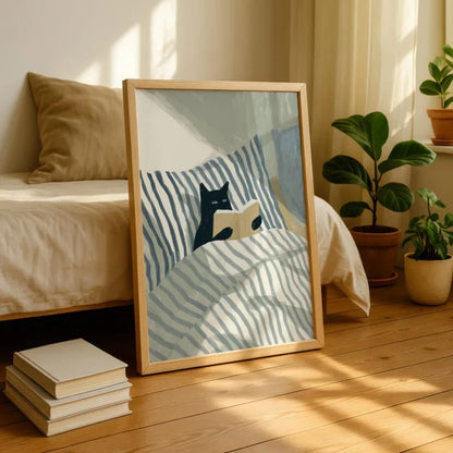 Black Cat Wall Art – Cozy Bedroom Poster