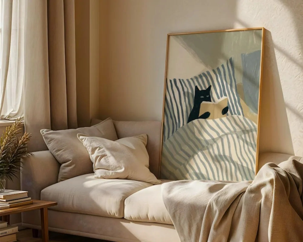 Black Cat Wall Art – Cozy Bedroom Poster