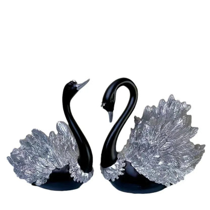 Couple Swan Sculpture Set