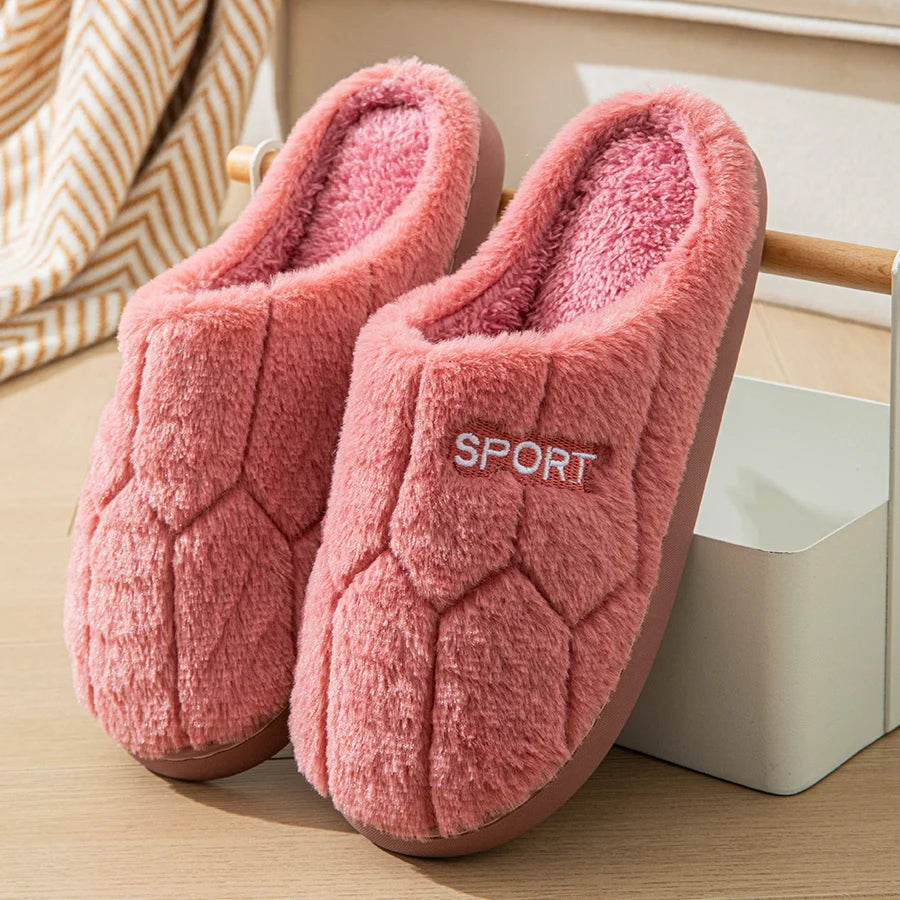 Thick-Soled Plush Cotton Slippers – Winter Indoor Unisex
