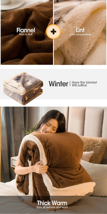Wool Throw Blanket – Double-Sided Winter Bedspread