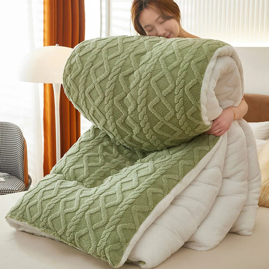 Super Thick Winter Blanket – Lamb Cashmere Weighted Quilt