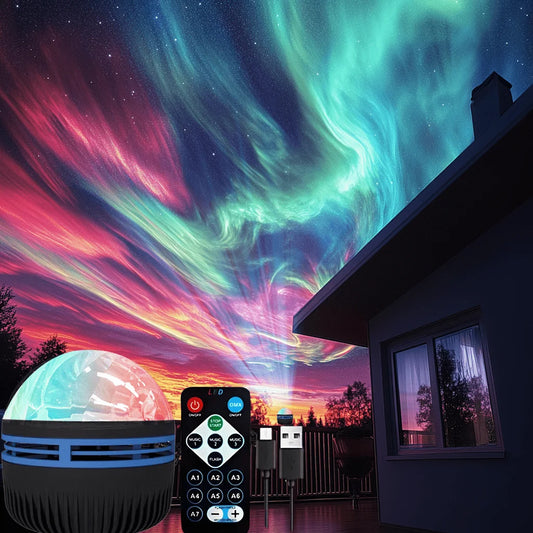 Starry Sky LED Projector Night Light – 7-Color Aurora Lamp