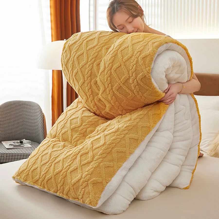 Super Thick Winter Blanket – Lamb Cashmere Weighted Quilt