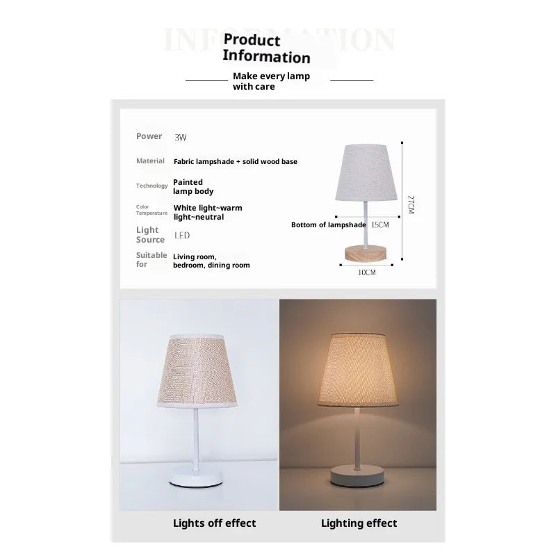 Solid Wood USB Desk Lamp – LED Bedside Night Light