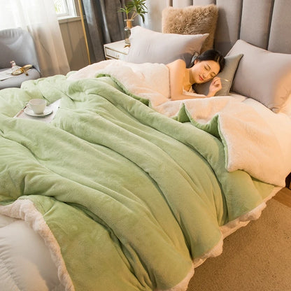 Wool Throw Blanket – Double-Sided Winter Bedspread