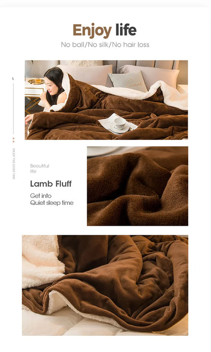 Wool Throw Blanket – Double-Sided Winter Bedspread