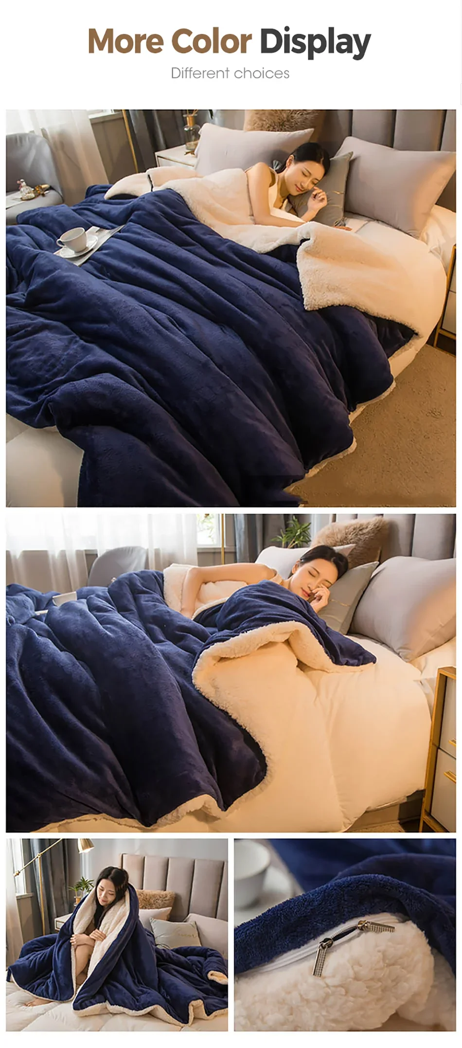 Wool Throw Blanket – Double-Sided Winter Bedspread