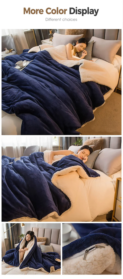 Wool Throw Blanket – Double-Sided Winter Bedspread